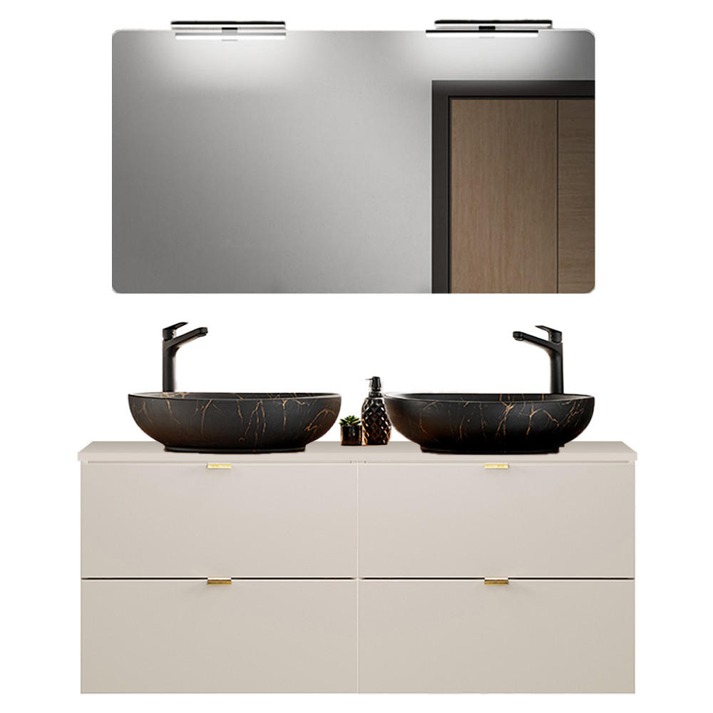 BADMÖBEL-SET 2-TLG. Durango-56 - Beige, Holzwerkstoff (121/200/47cm) - Lomado