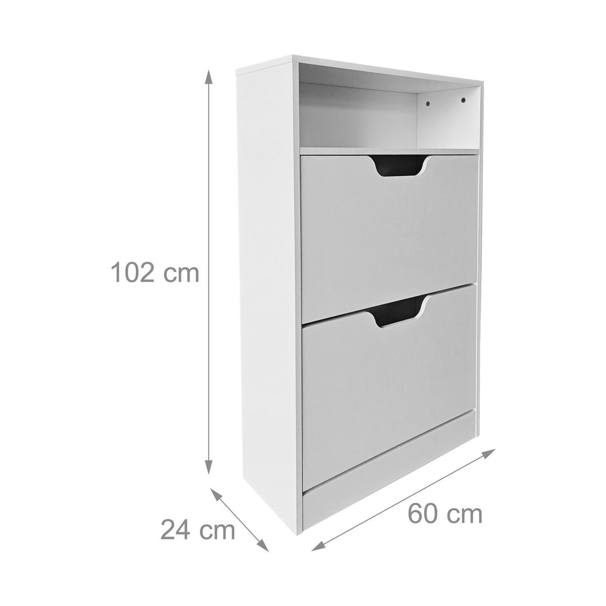 SCHUHSCHRANK - Weiß, Holzwerkstoff/Kunststoff (60/102/24cm) - Relaxdays