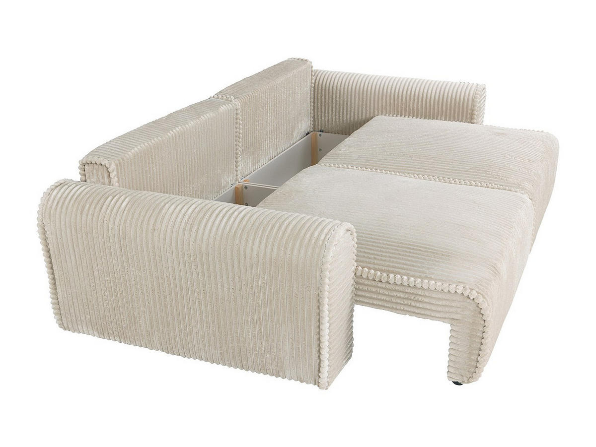 SOFA 4-Sitzer Schlafsofa Komfort - Cord Samt Beige - Tiefe Sitzfläche - TELARO - Beige, Textil (286/94/138cm) - Vente-Unique