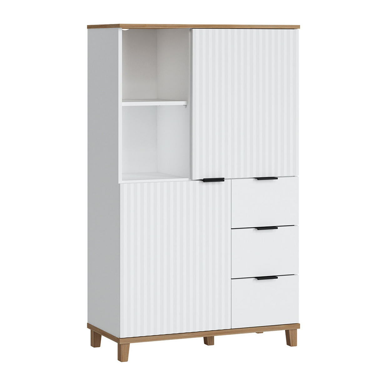 WOHNZIMMER-SET 5-TLG. Plymouth-129 - Weiß, Holzwerkstoff (370/208/40cm) - Lomado