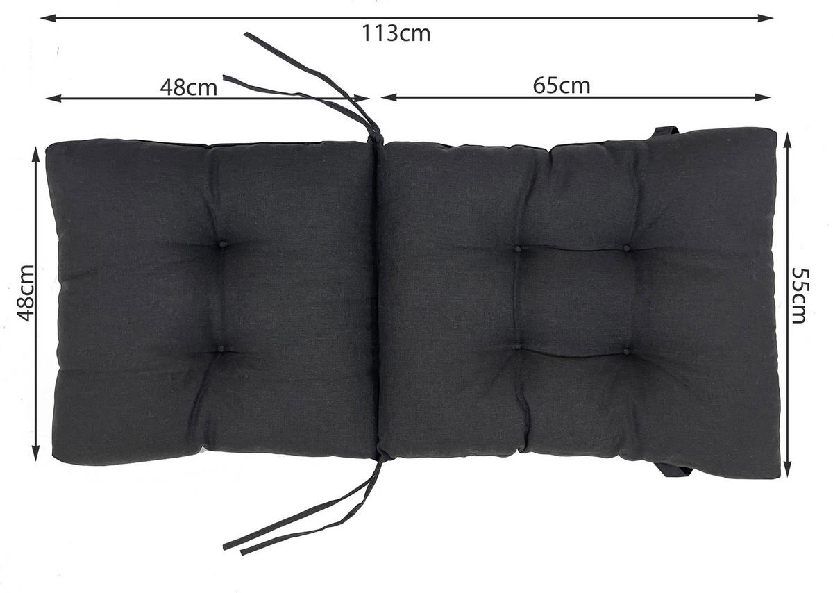 SITZKISSEN Hochlehner 48x113 cm Anthrazit - Grau, Textil (48/8/113cm) - QUICK STAR