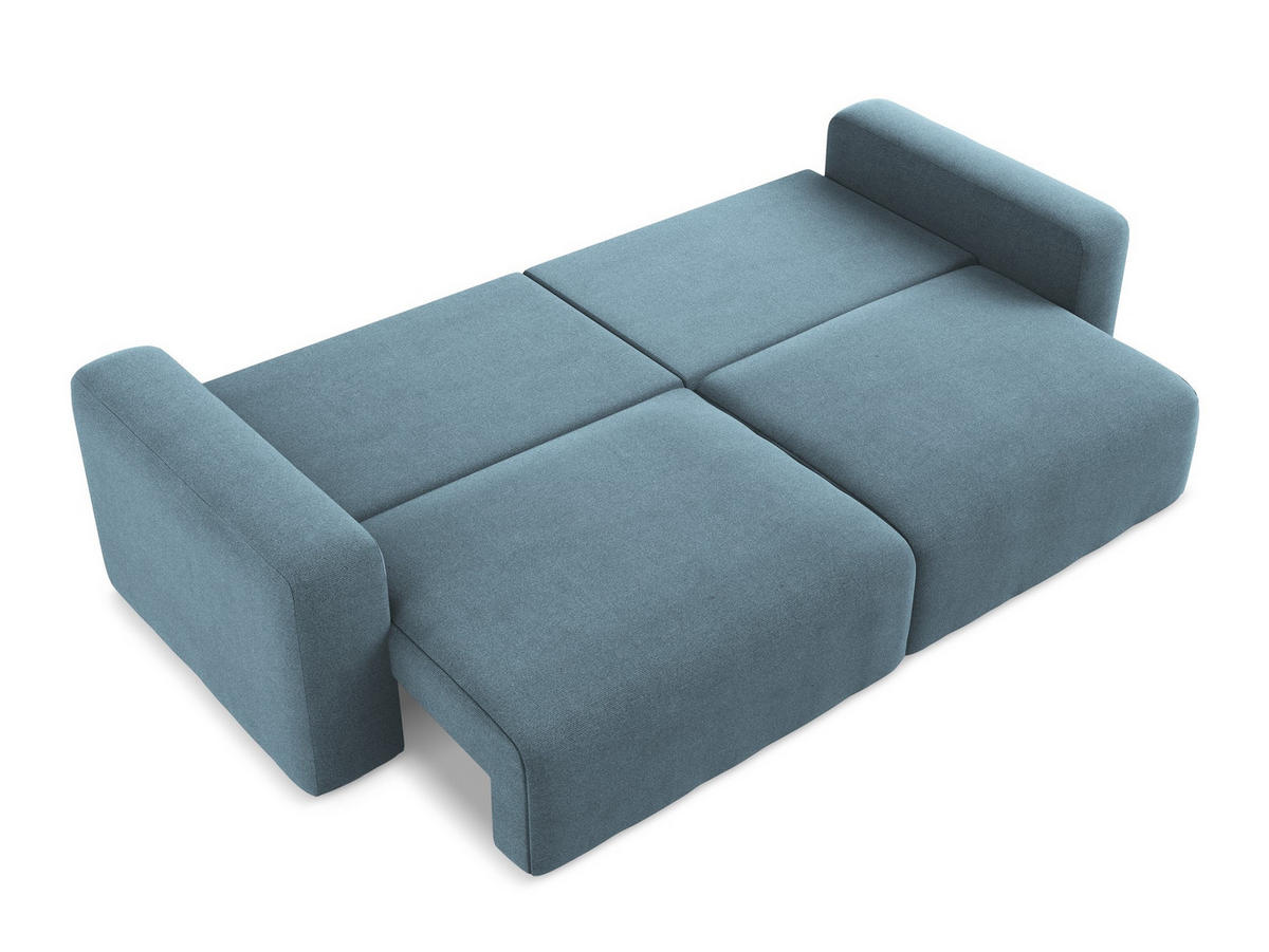 3-SITZER SOFA mit Schlaffunktion Strukturstoff Stoff Blau - Blau/Schwarz, Kunststoff/Textil (244/79/102cm) - Makamii