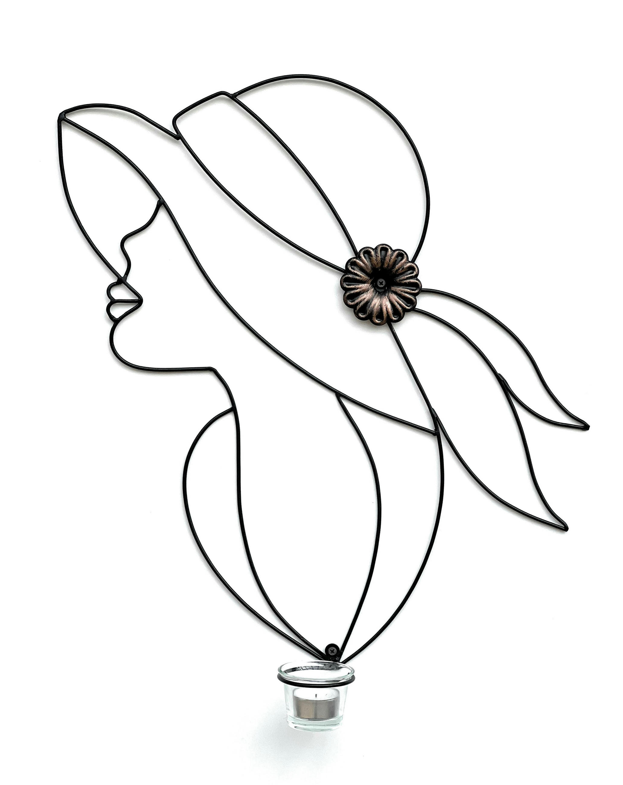 WANDTEELICHTHALTER 1-flammig mit Glas Metall Schwarz 50 cm - Schwarz, Metall (50cm) - DanDiBo