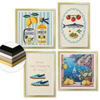 WANDBILDER 4er Set - 50x50 cm & 40x60 cm Goldrahmen - Italienische Aromen, farbenfrohe Bilder - Goldfarben, Kunststoff (50/50cm) - ArtPrintCave