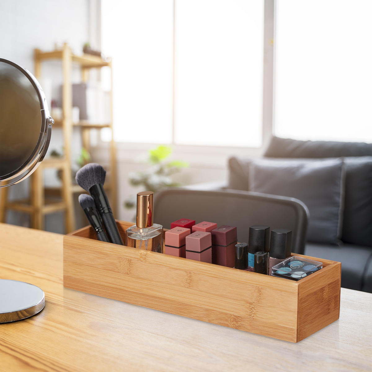 BAMBUSBOX - Hellbraun, Holz (38/7/8cm) - Relaxdays