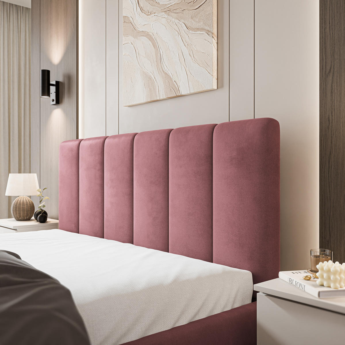 POLSTERBETT NEMIS 120x200 cm mit Bettkästen - Rosa - Rosa, Holz (120/200cm) - MASSENO
