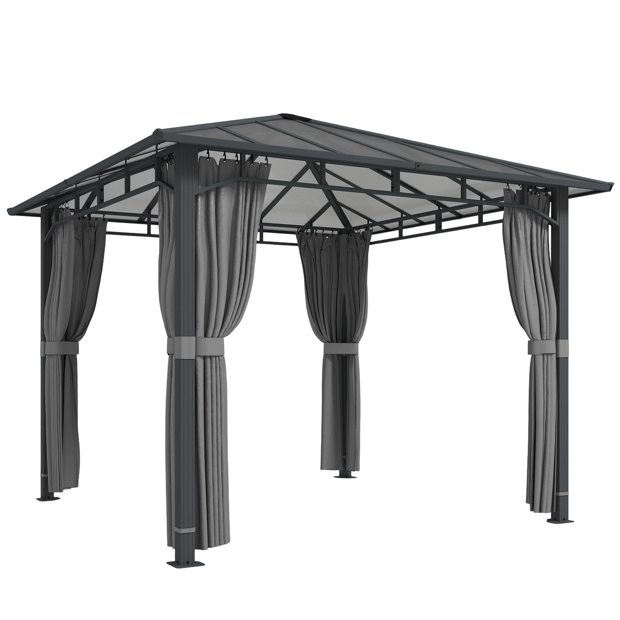 PAVILLON Metall Polycarbonat Dunkelgrau - Dunkelgrau, Textil/Metall (302/267/302cm) - Outsunny