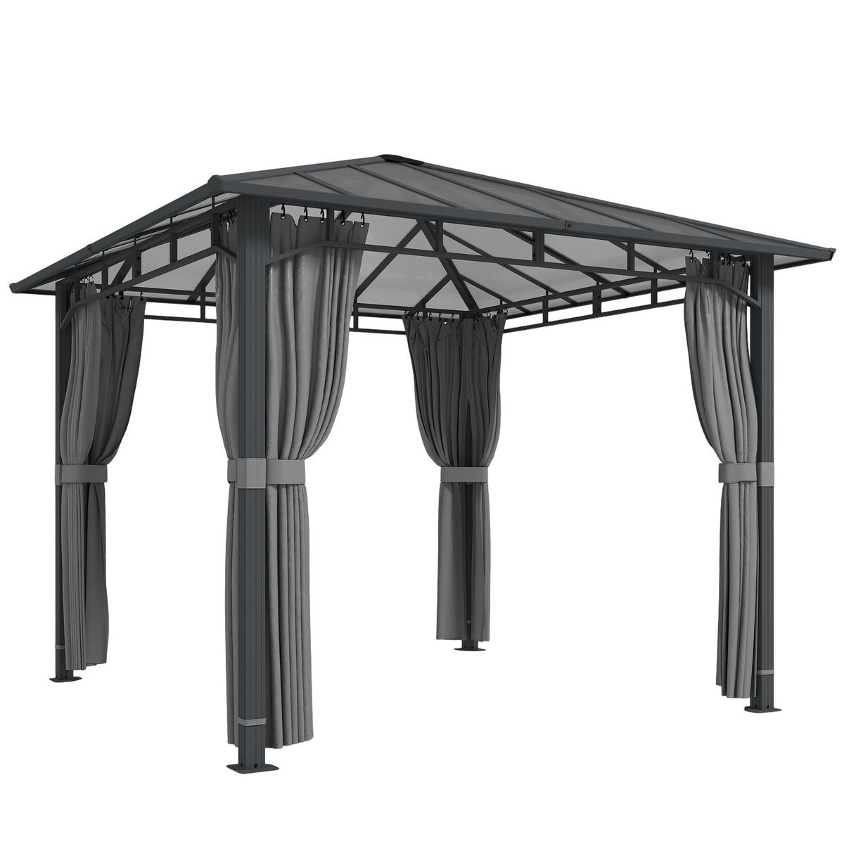 PAVILLON Metall Polycarbonat Dunkelgrau - Dunkelgrau, Textil/Metall (302/267/302cm) - Outsunny