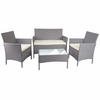 POLY-RATTAN GARNITUR Grau, Cremeweiß - Weiß/Grau, Kunststoff - MCW