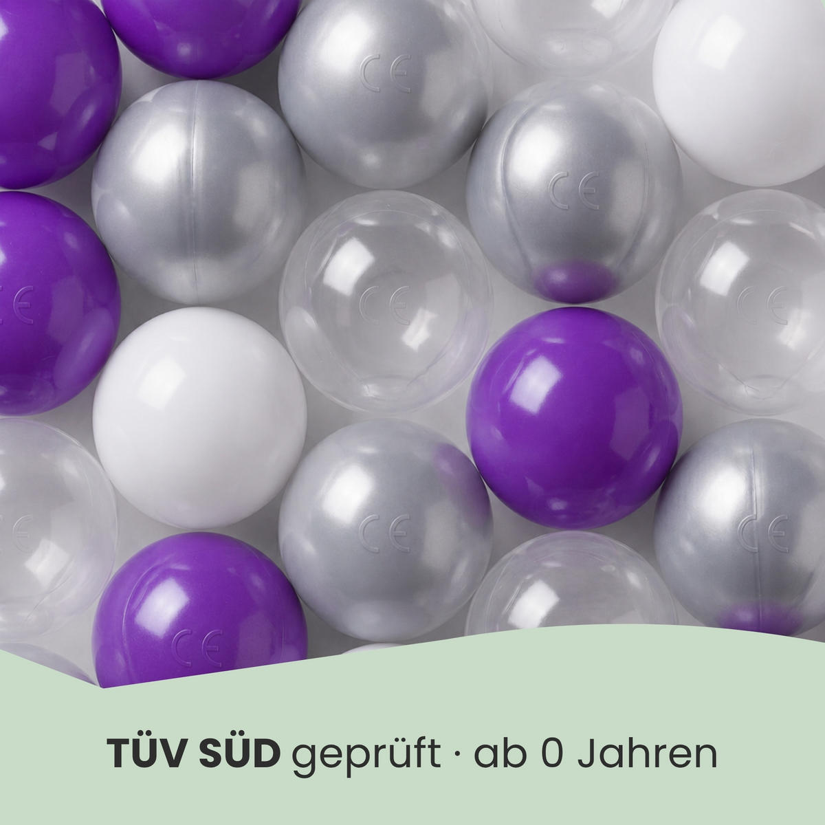 BÄLLEBAD-BÄLLE 200 Stück, Lila/Grau/Weiß/Transparent, 5.5 cm - Lila, Kunststoff (5.5/5.5/5.5cm) - Littletom