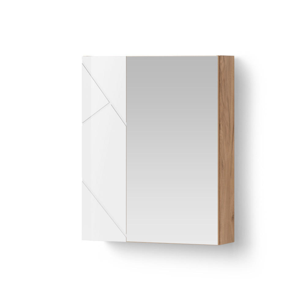 SPIEGELSCHRANK Ronco Weiß/Eiche 60 x 75 cm - Honigeiche/Weiß, Holzwerkstoff (60/75/17.2cm) - Livinity®