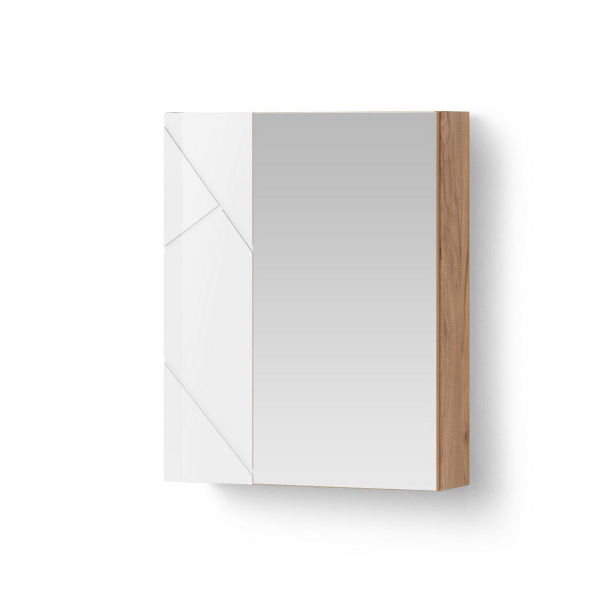 SPIEGELSCHRANK Ronco Weiß/Eiche 60 x 75 cm - Eiche Wotan/Weiß, Holzwerkstoff (60/75/17.2cm) - Livinity®
