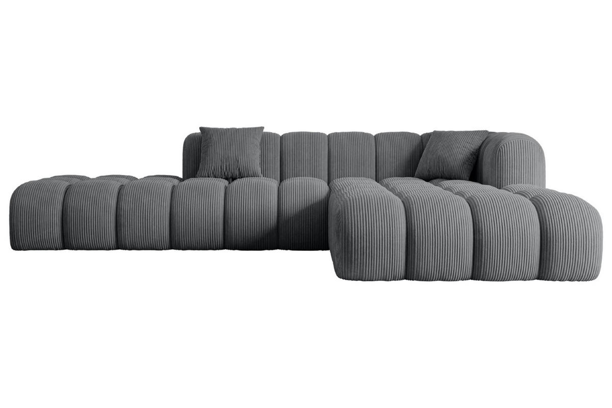 ECKSOFA Ottomane Rechts OLEA-L2 - 289x176x71 cm Dunkelgrau Cord - Dunkelgrau/Schwarz, Holzwerkstoff/Kunststoff (289/176cm) - ALTDECOR