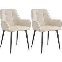 ESSZIMMERSTUHL 2er Set Samt Creme - Creme/Schwarz, Textil/Metall (58/86/62cm) - CLP
