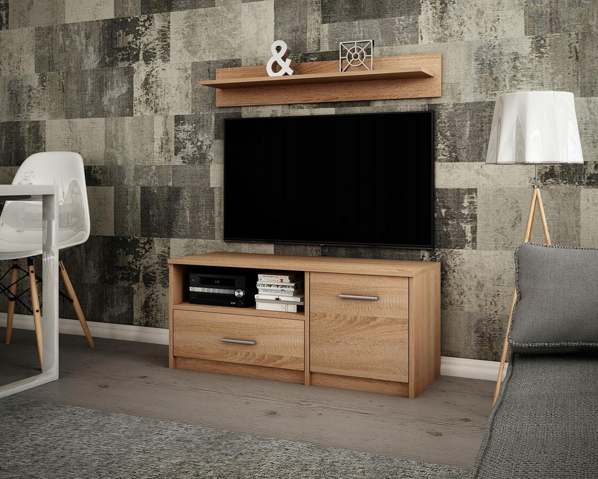 FERNSEHKOMMODE BODO 1D1S Sonoma Eiche 98/35/42 cm - Sonoma Eiche, Holzwerkstoff (98/42/35cm) - Matkam Möbel