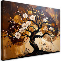 LEINWANDBILD Baum des Lebens Abstraktion Landschaft Braun 90x60cm - Beige, Textil (90/60cm) - Feeby