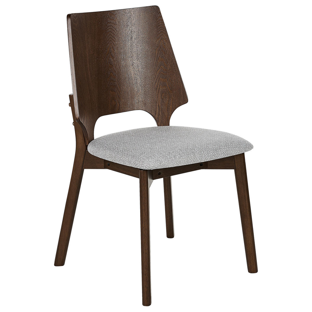 ESSZIMMERSTUHL 2er-Set Holzwerkstoff Dunkler Holzfarbton/Hellgrau Abee - Dunkelbraun, Holz/Textil (47/88/46cm) - Beliani