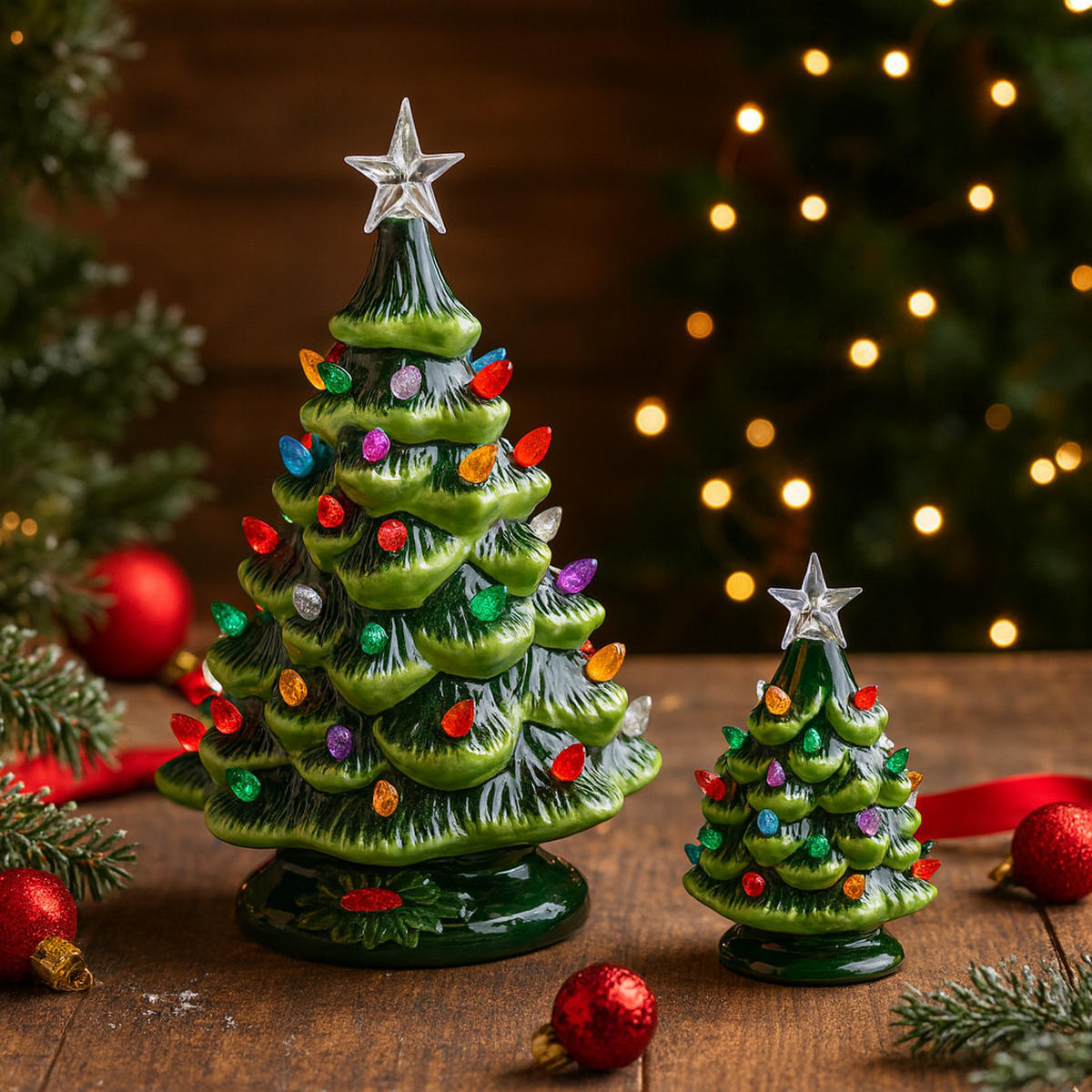 LEDFIGUR Starferno, Grün, 30.5 x 17.5 x 18.6 cm, Dekorative Weihnachtsdeko - Grün, Keramik (17.5/30.5/18.6cm) - home&you