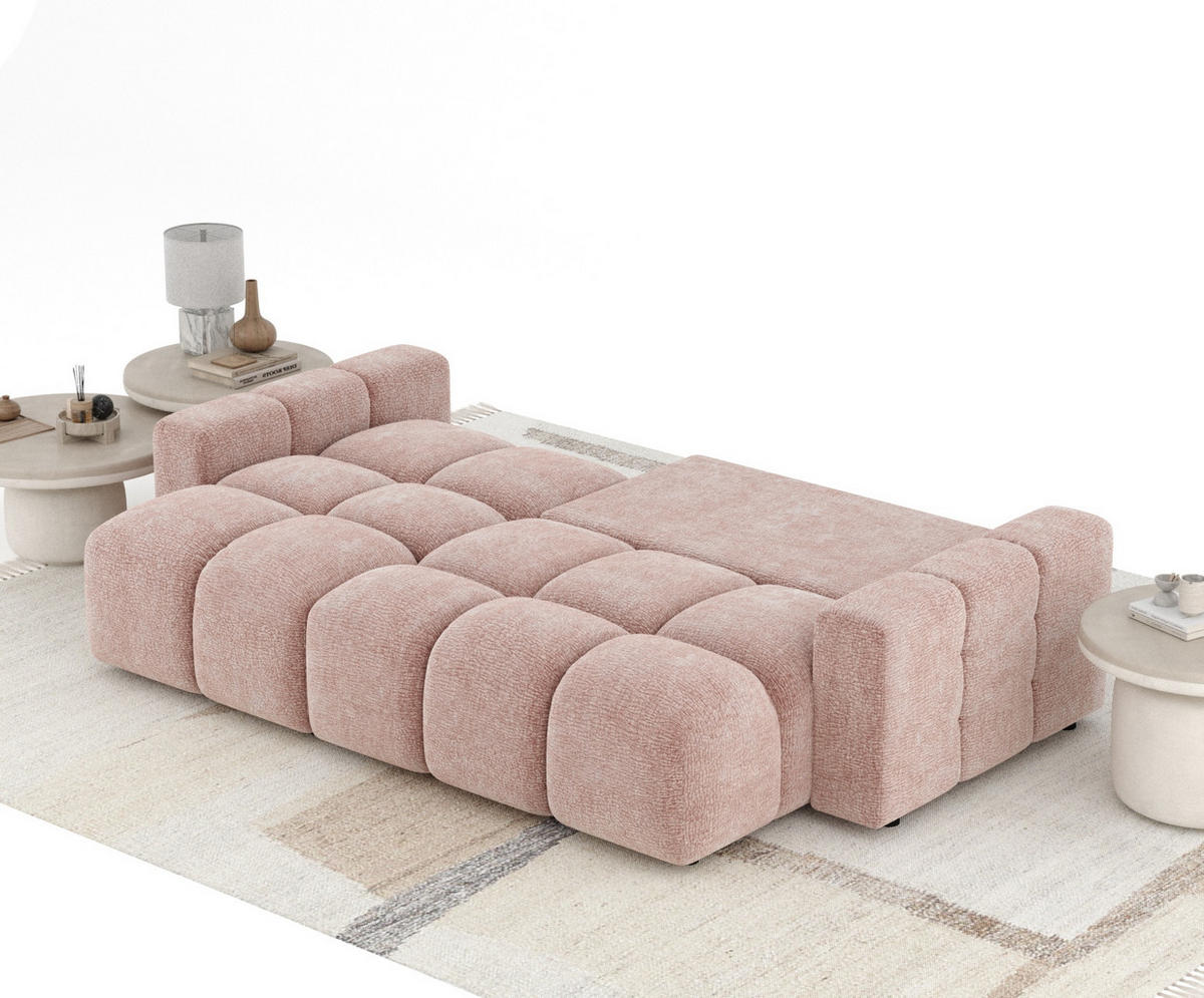 ECKSOFA MIT SCHLAFFUNKTION Ucci Rosa Chenille - Schwarz/Rosa, Holz/Holzwerkstoff (233/142cm) - Maison de Reve