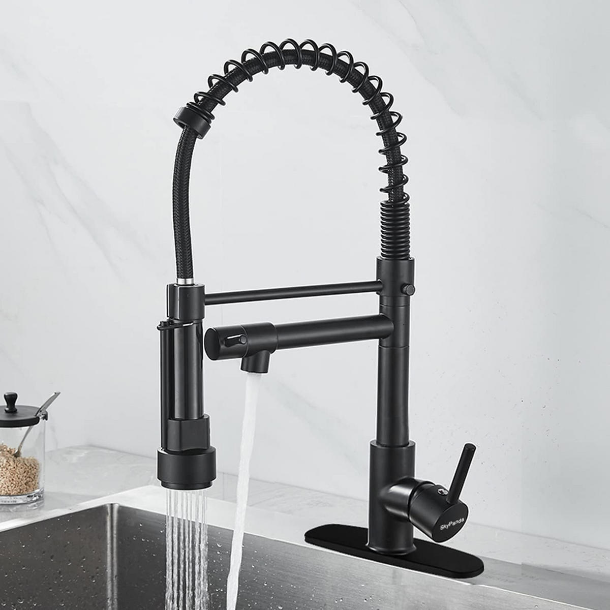 BADEZIMMERARMATUR, zwei Duschköpfe mit Zulaufrohr, 470 mm hoch, schwarz. - Schwarz, Metall (60/7/30cm) - Vallsero