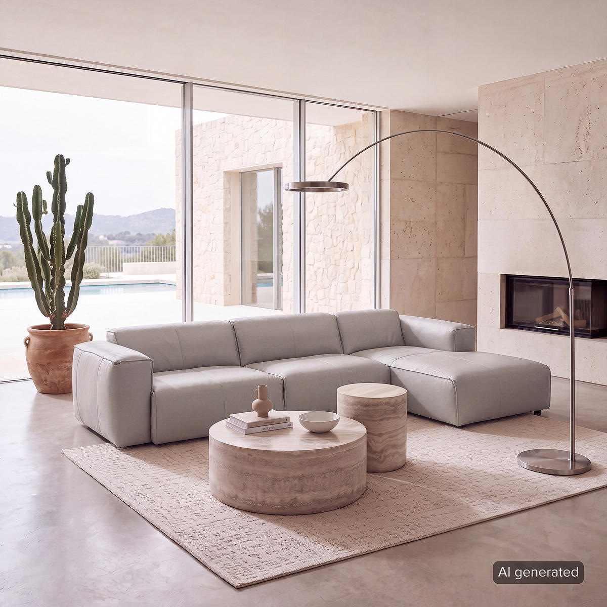 3-SITZER ECKSOFA mit Longchair - Hellgrau/Schwarz, Leder/Kunststoff (317/173cm) - home24