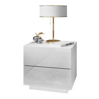 NACHTTISCH LINA LUX mit Hochglanzplatte, LED, Push Open - Weiß, Holzwerkstoff (45/48/39cm) - Lookway