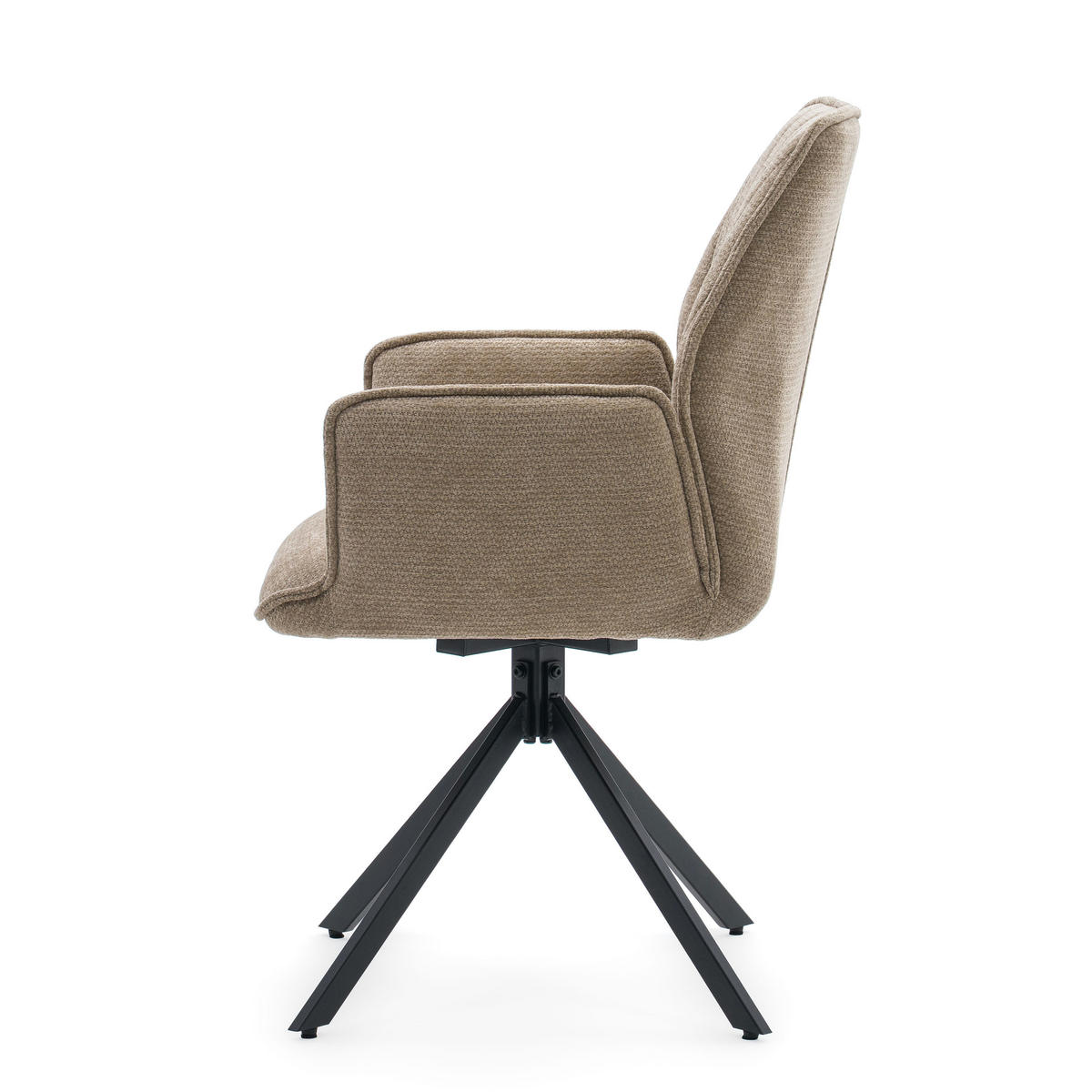 STUHL MERANO drehbar gepolsterter mit Steppung - beige - Chenille - Beige/Schwarz, Textil/Metall (58/90/61cm) - NEW HOME