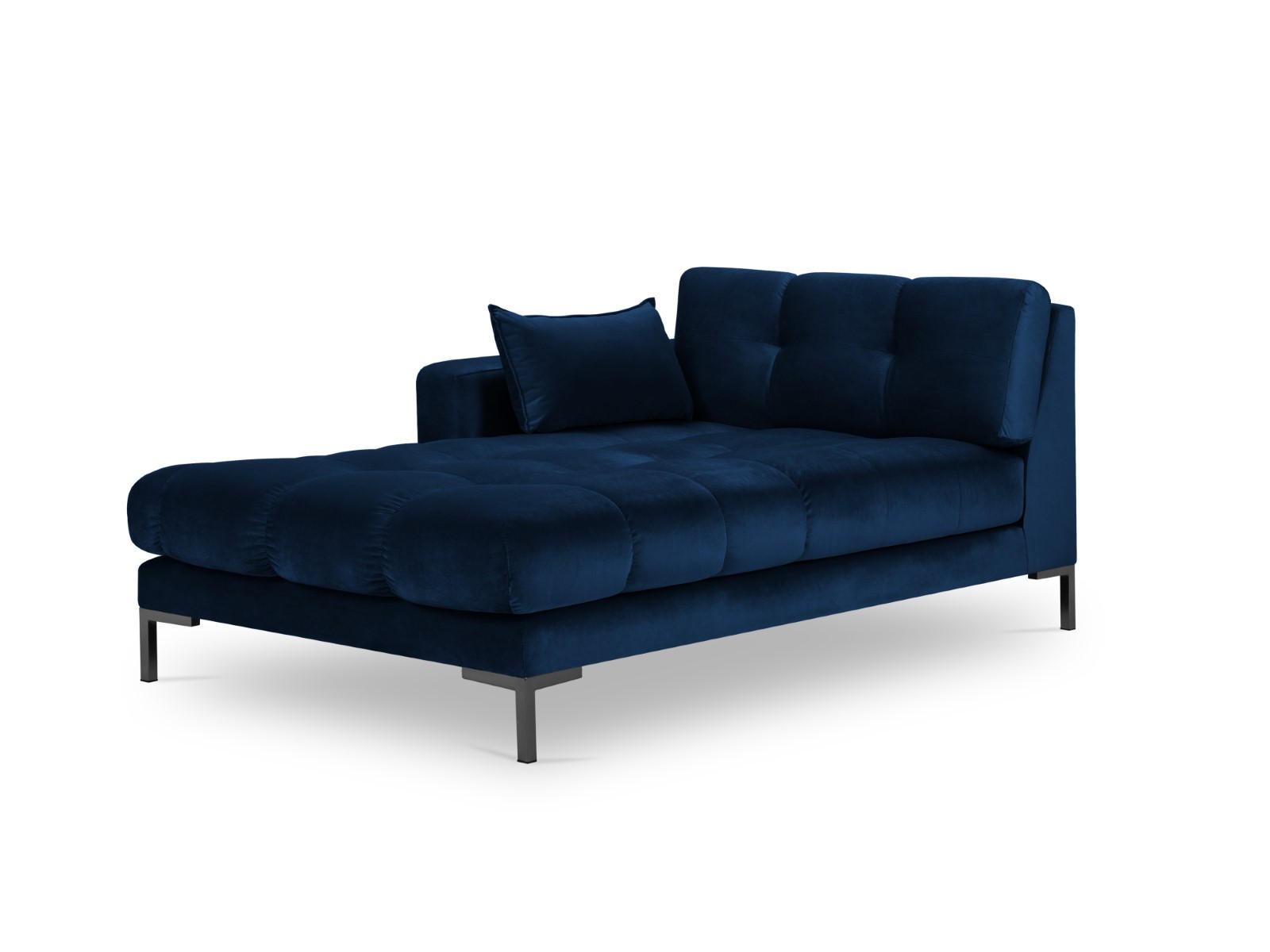 CHAISELONGUE links Mamaia aus Samt königsblau - Blau, Textil (102/75/185cm) - Micadoni
