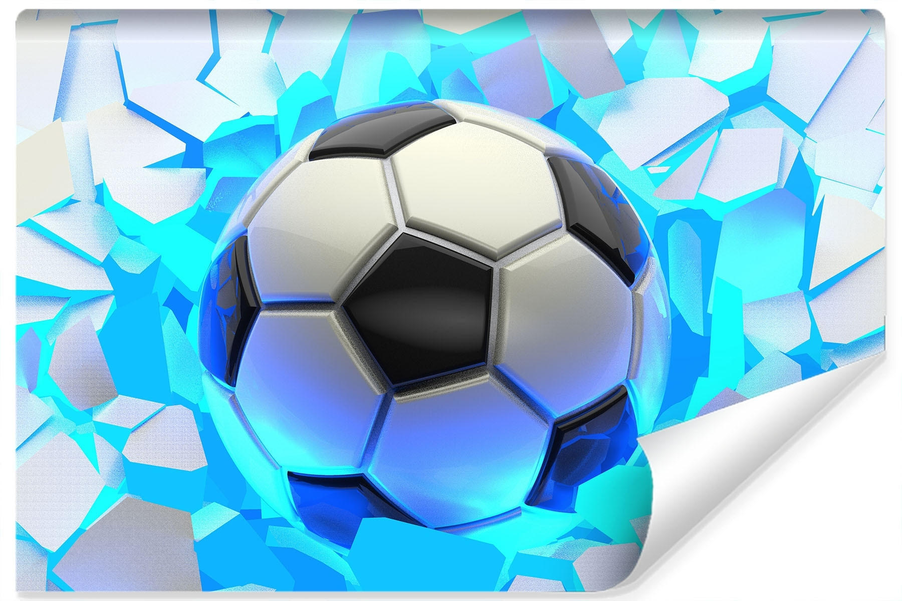 FOTOTAPETE Fußball Sport Abstraktion 3D 270x180cm - Blau/Schwarz, Papier (270/180cm) - Muralo