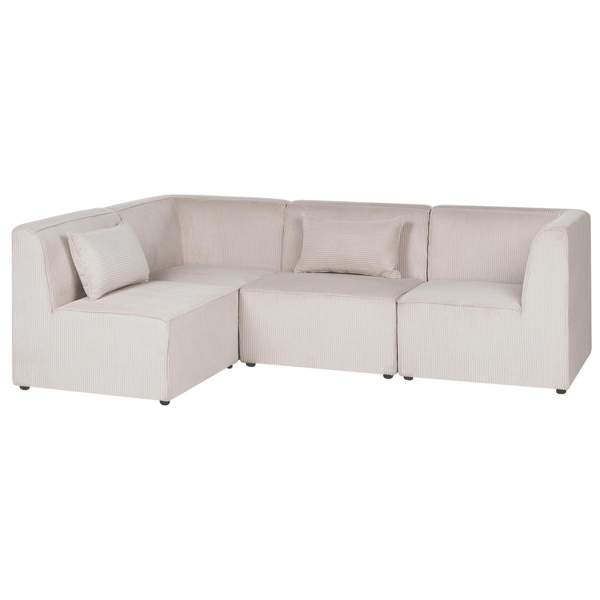 COLȚAR modul cu 4 locuri pe partea dreaptă bej reps reiat Lemvig - bej, material textil (250/166cm) - Beliani