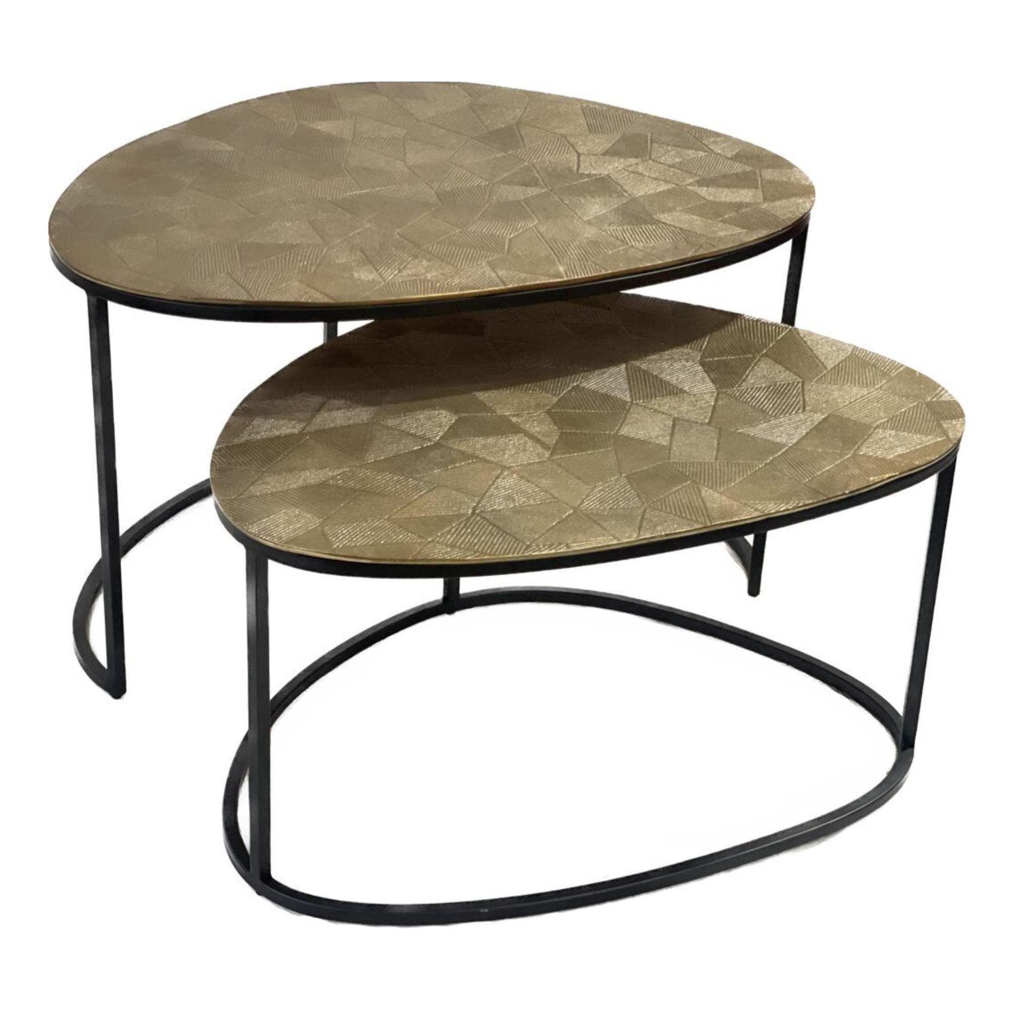 COUCHTISCH Filorin Metall 90 cm / 65 cm + 70 cm / 55 cm Metalic Gold - Goldfarben, Metall (65/90/50cm)