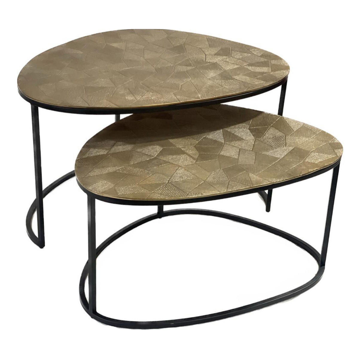 COUCHTISCH Filorin Metall 90 cm / 65 cm + 70 cm / 55 cm Metalic Gold - Goldfarben, Metall (65/90/50cm)