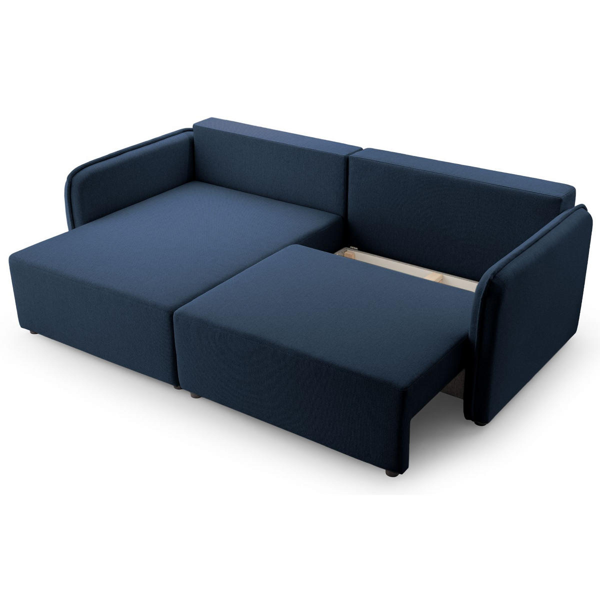 ECKSOFA Kassian, Marineblau Strukturstoff, linksseitig - Schwarz/Dunkelblau, Kunststoff/Textil (227/147cm) - Selsey