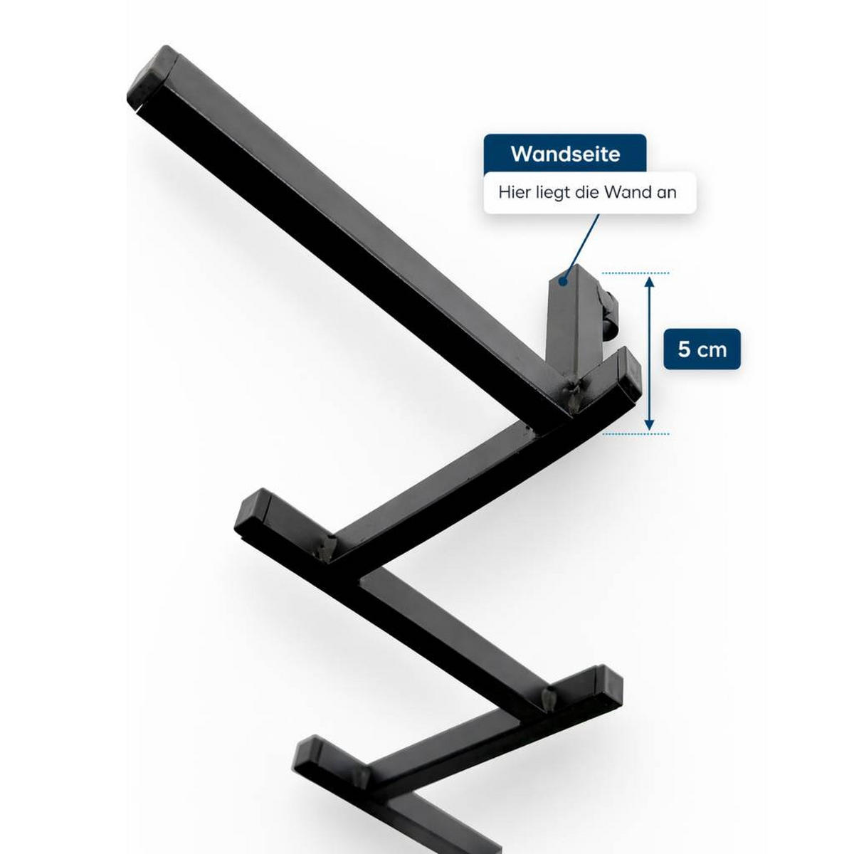 DANDIBO Wandgarderobe mit 10 Haken Garderobenhaken 96281 Garderobe Schwarz 80 cm Kleiderhaken Wandregal Haken - Schwarz, Metall (13.5/78.5/6.5cm) - DanDiBo
