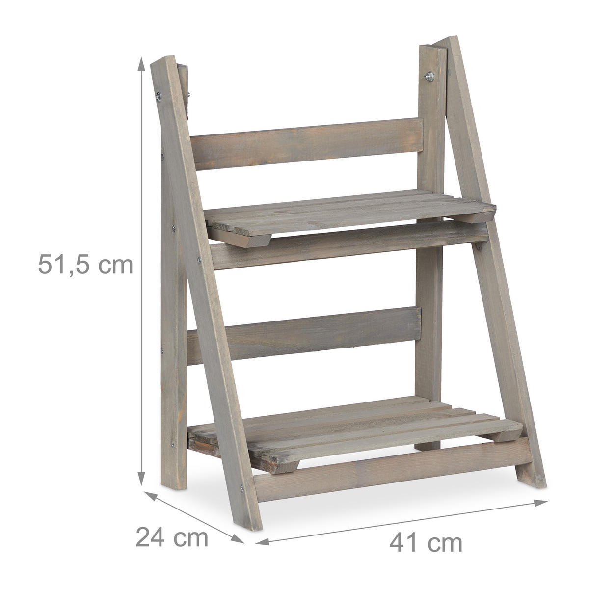 BLUMENTREPPE - Grau, Holz (41/51.5/24cm) - Relaxdays