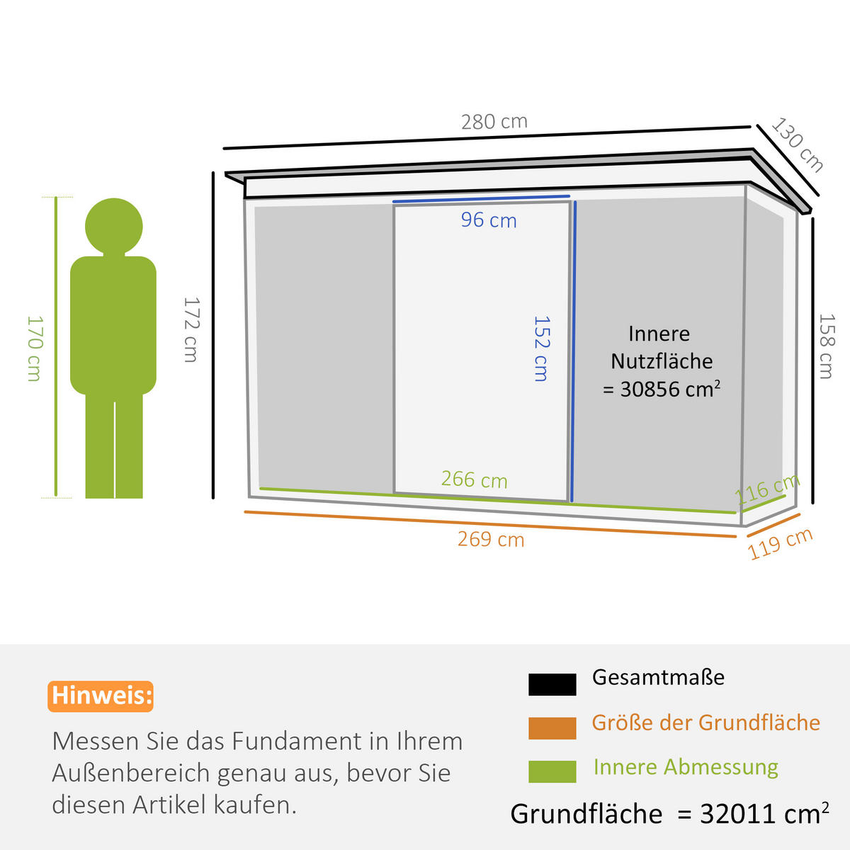 GERÄTEHAUS, Geräteschuppen mit Schiebetür, Pultdach, Stahl, Dunkelgrau - Dunkelgrau, Metall (130/172/280cm) - Outsunny