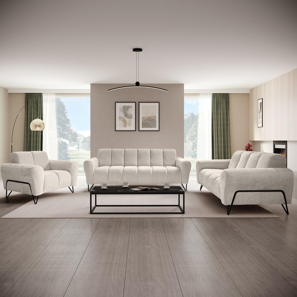 Thumbnail - Beautysofa 2-Sitzer, Creme, Textil, 160x83x98 cm, Wohnzimmer, Sofas & Couches, Sofas, 2-Sitzer Sofas