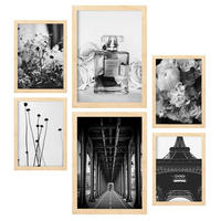 POSTER Set Mit 6 Paris Wandbild A3 & A4 Rahmen Aus Hellem Holz - Beige, Papier (29/3cm) - Nacnic