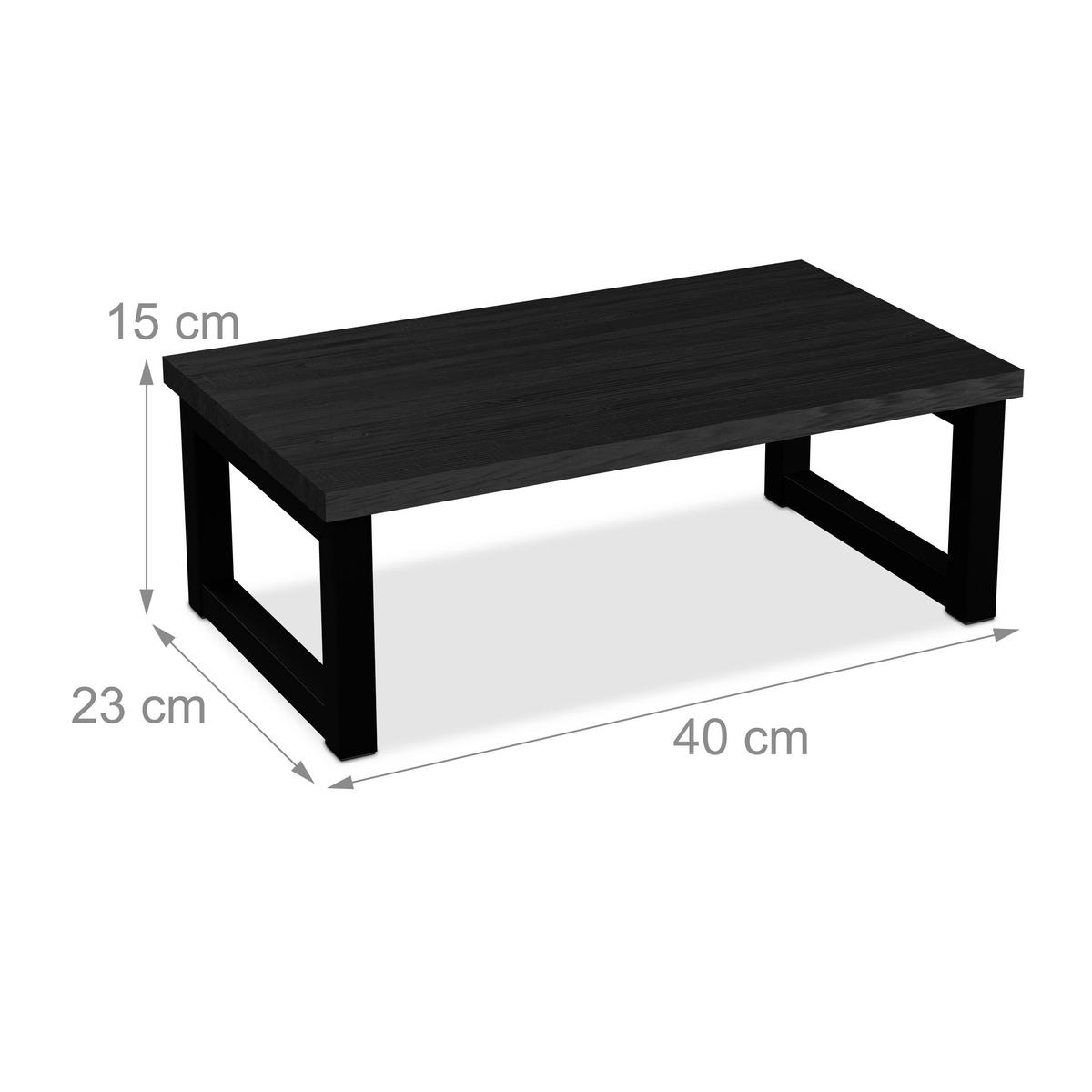 MONITORSTÄNDER Schwarz MDF - Schwarz, Holzwerkstoff/Metall (23/40/15cm) - Relaxdays