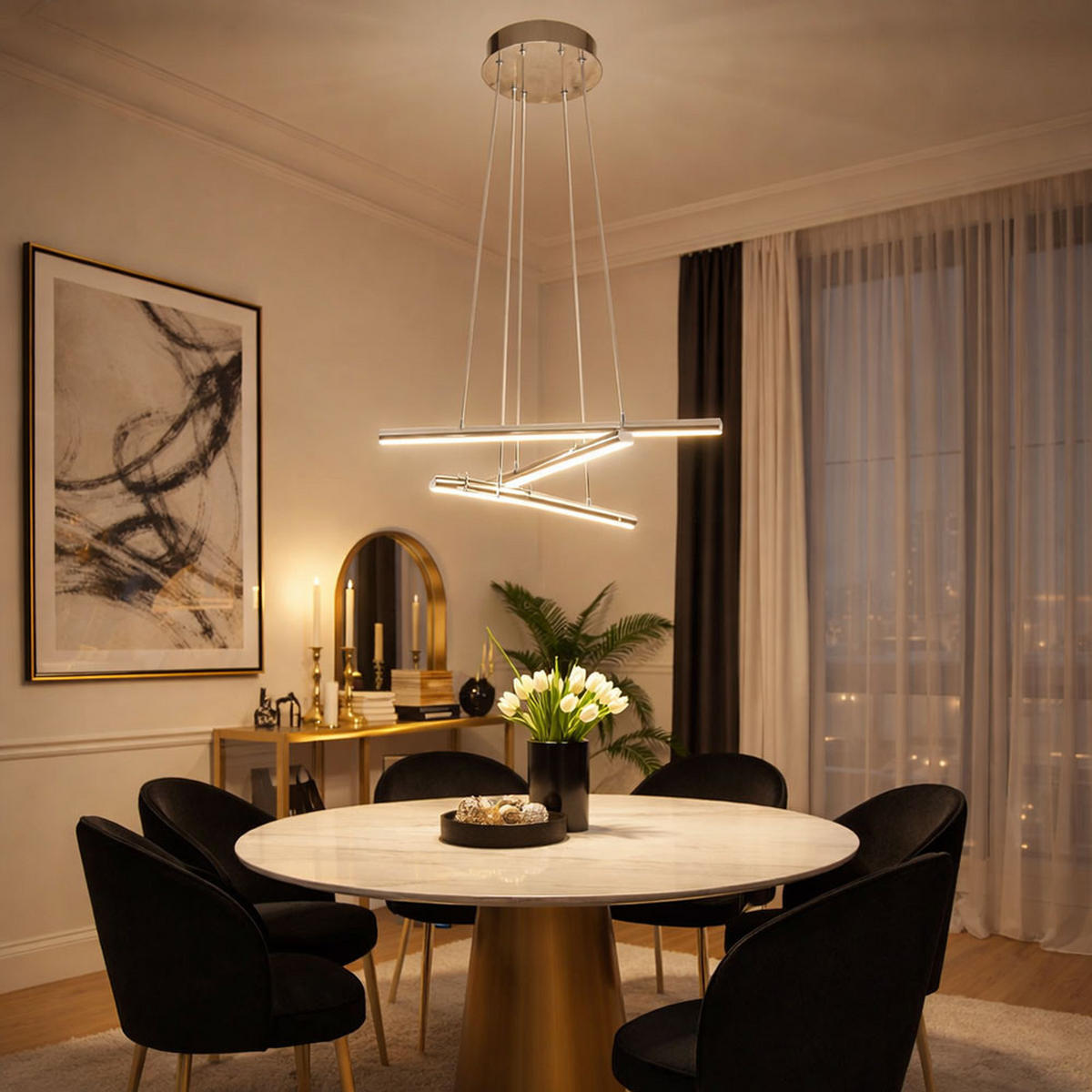 LED HÄNGELAMPE Terros Stahl Silber - Silberfarben, Metall (58/58/110cm)