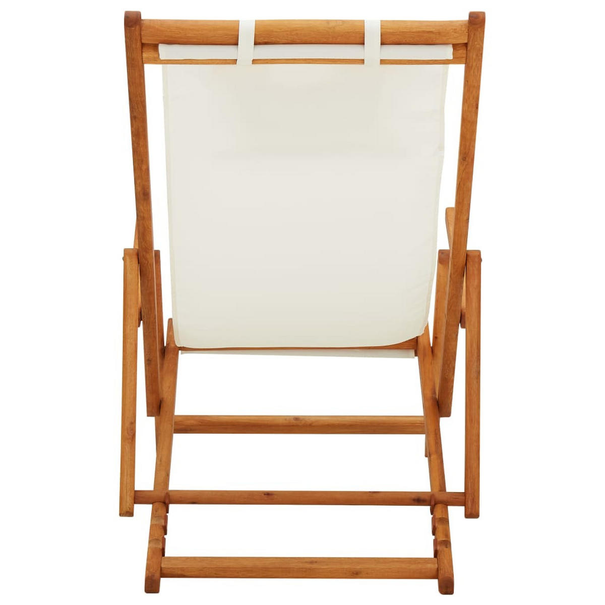 KLAPPBARER Strandstuhl Eukalyptus Massivholz Und Stoff Creme - Creme, Textil (127/95/60cm) - vidaXL