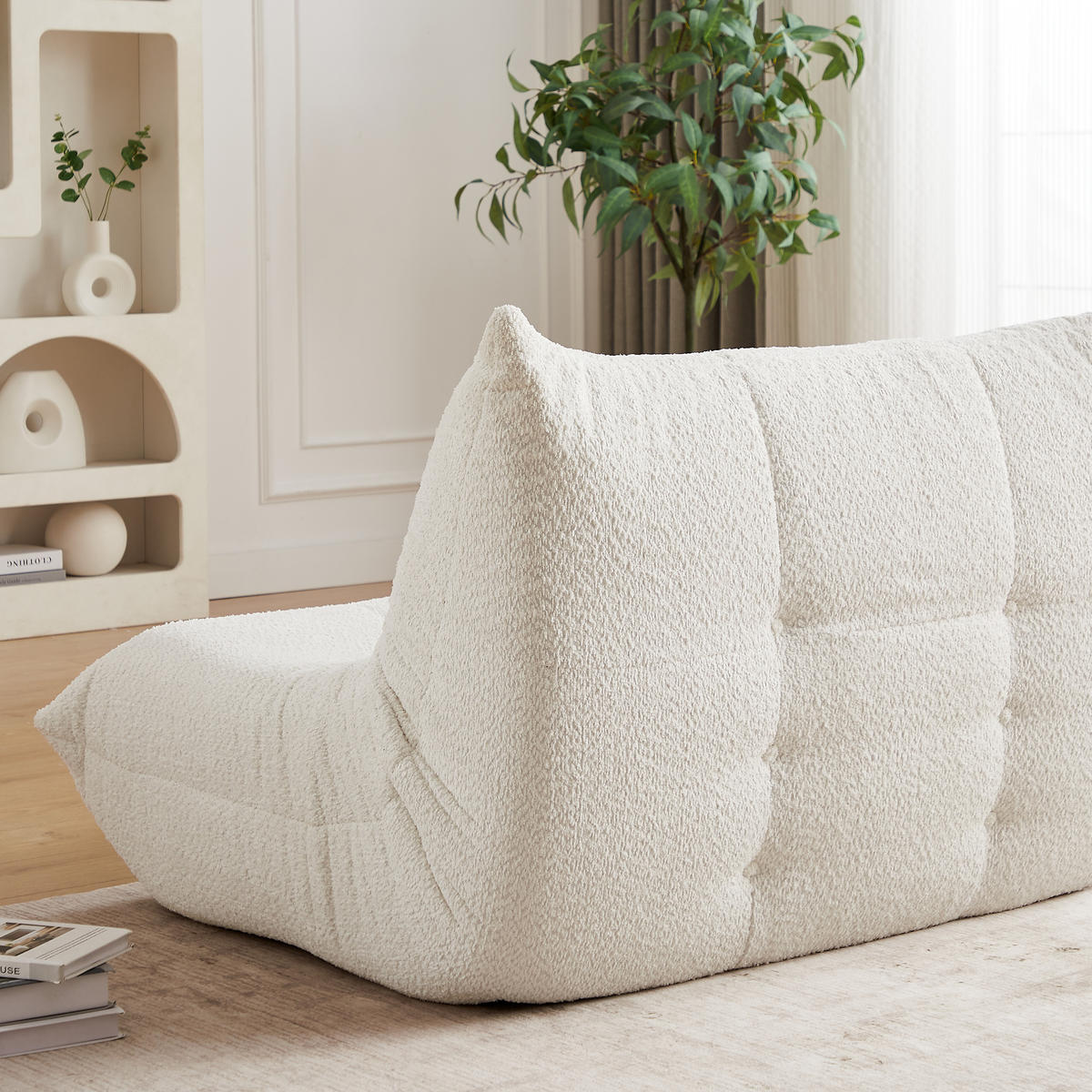 SITZSACK 2-Sitzer Ergonomischer aus Chenille & Memory-Schaum, Montagefrei - Beige, Textil (127/83/99cm) - Urban Meuble