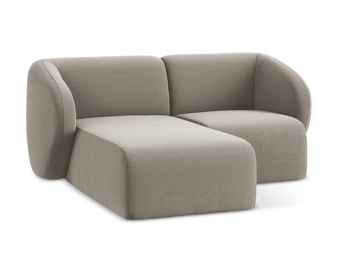 ECKSOFA Links Samt Stoff Grau - Taupe/Schwarz, Holzwerkstoff/Kunststoff (178/166cm) - Makamii