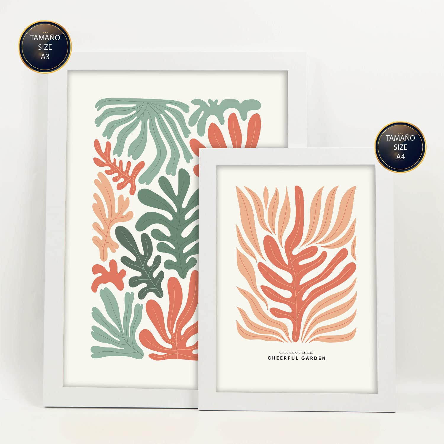 POSTER Set Mit 6 Minimalistischen In Pastellfarben Pflanzenmuster Drucke Von Landschaften Und Natur Für Innenarchitektur A3 & A4 Weißer Rahmen - Weiß, Papier (29/3cm) - Nacnic