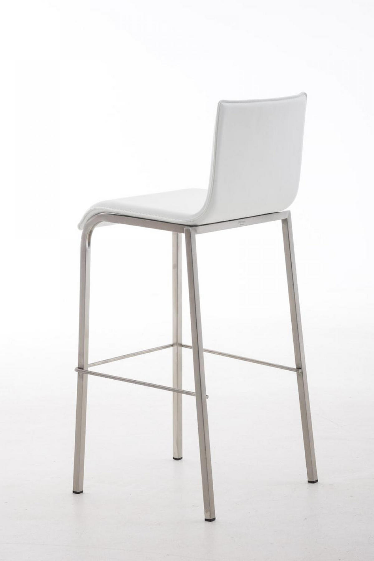 BARHOCKER Lederlook weiß - Edelstahlfarben/Weiß, Textil/Metall (43/103/51cm) - CLP