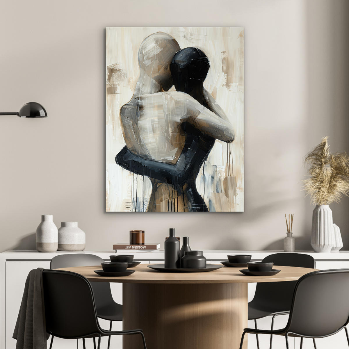 KOVOVÝ OBRAZ Abstraktné - Láska - Čiernobiele - Moderné 60x80 cm - čierna, kov (60/80cm) - MuchoWow