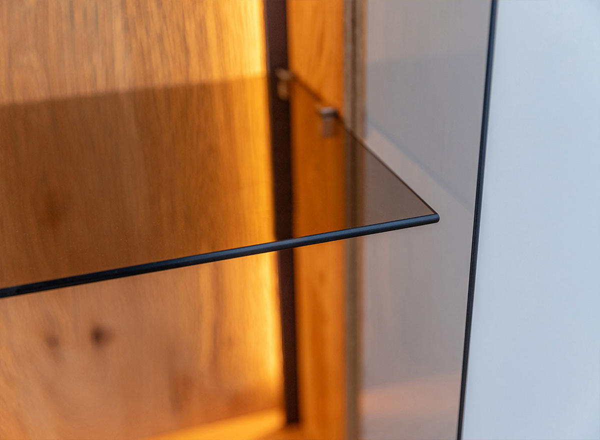 VITRINE Collodi Wildeiche Natur 43 / 37 / 205cm - Wildeiche/Eichefarben, Holz (43/205/37cm) - Feldmann-Wohnen