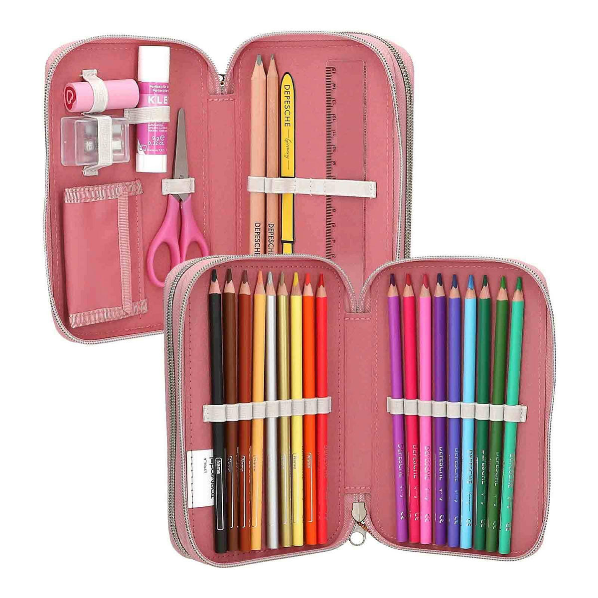 2-FACH FEDERTASCHE HEART TO HEART TOPModel rosa 5,5 x 12 x 19 cm - Rosa, Kunststoff (12/19/5.5cm) - Depesche Germany