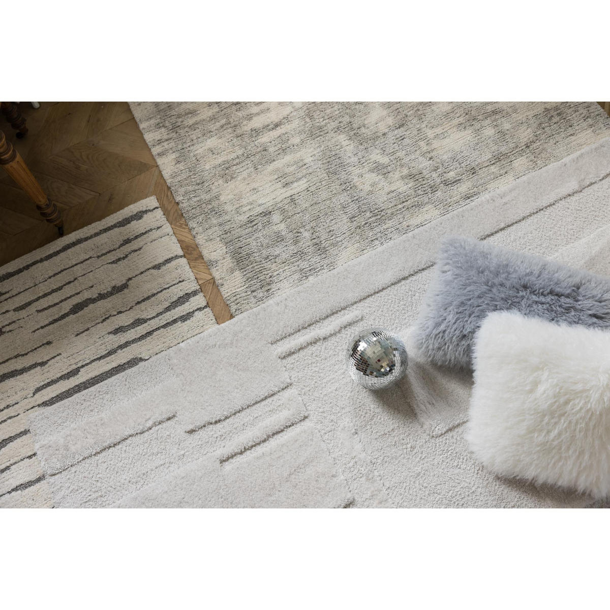 KISSEN Betani schaumweiß 45 x 45 cm - Hellgrau, Textil (45/45cm) - Vivaraise