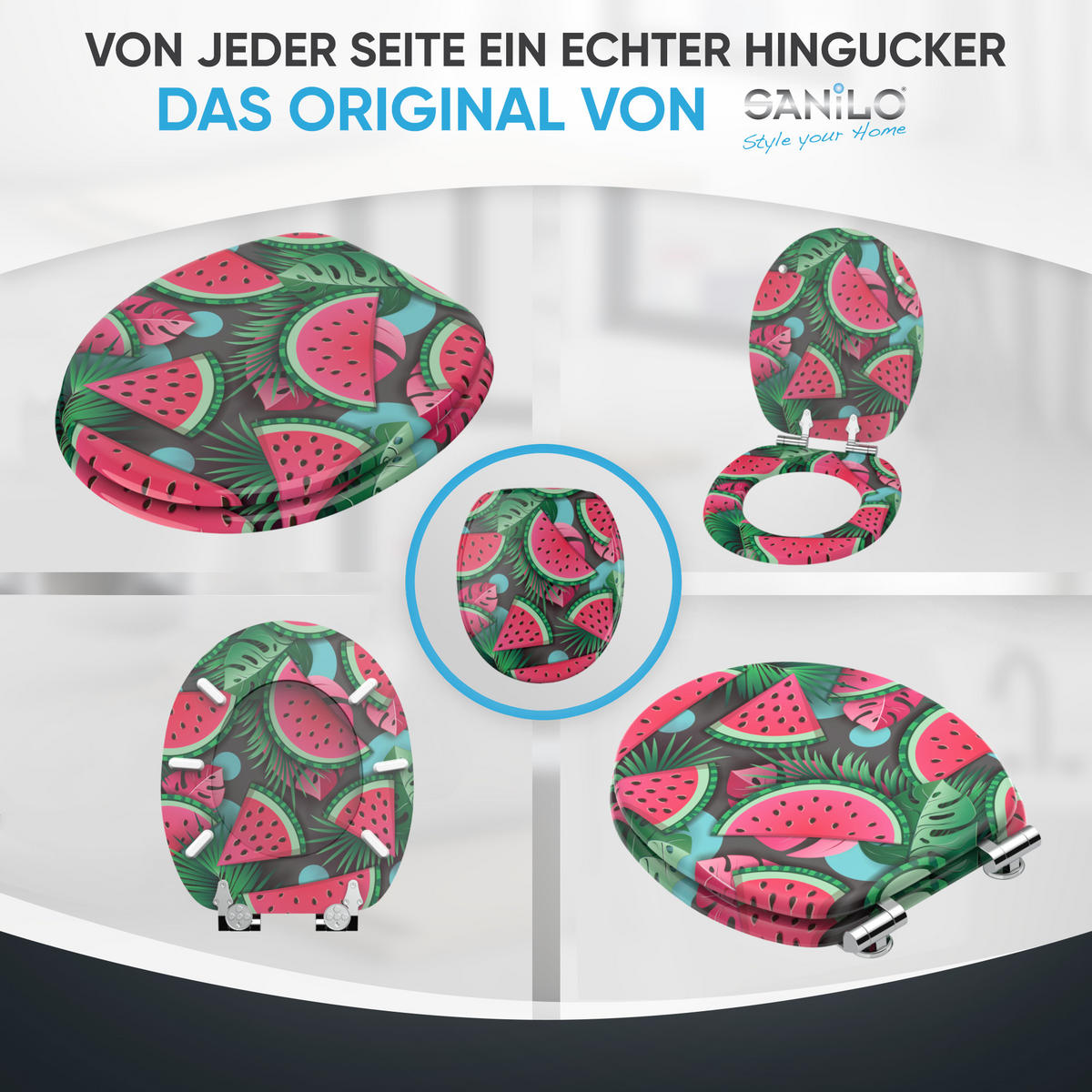 WC Sitz mit Absenkautomatik Melone - Grün, Holzwerkstoff (38/6/47cm) - Sanilo